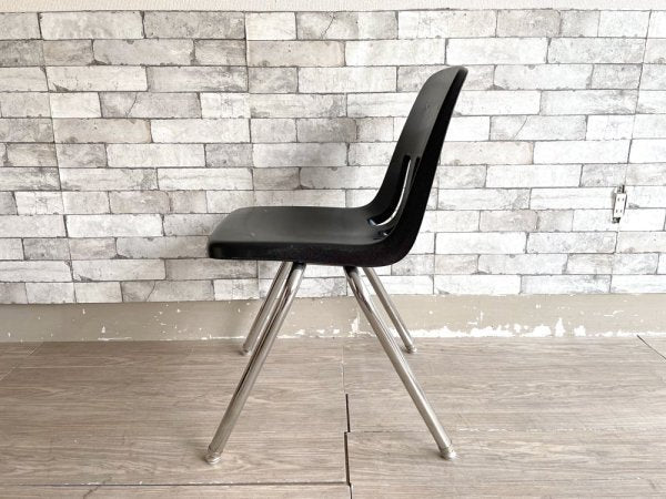 バルコ VIRCO チェア 9000 Chair スタッキングチェア ブラック プラスチックシート × スチール脚 米国家具 ミッドセンチュリーデザイン 定価￥14,300- ●