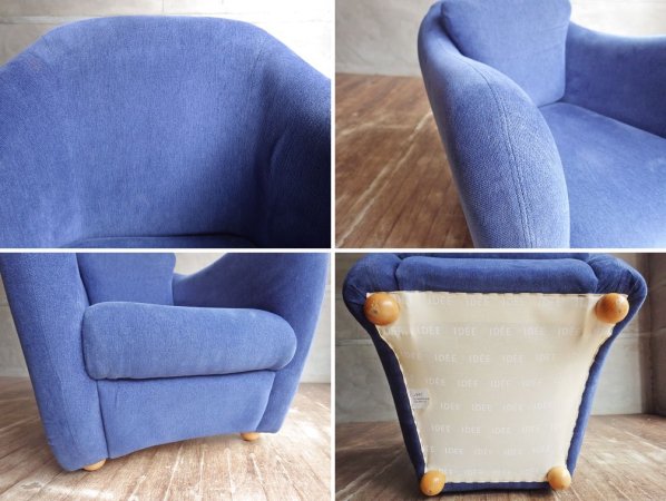 イデー IDEE ミニミラーアームチェア MINI MILLER ARM CHAIR 一人掛けソファ パーソナルチェア シングルソファ ファブリック ネイビー♪