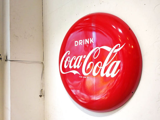 コカ・コーラ Coca Cola ビンテージ ホーロー看板 オーナメント 丸型 84cm 昭和レトロ ★