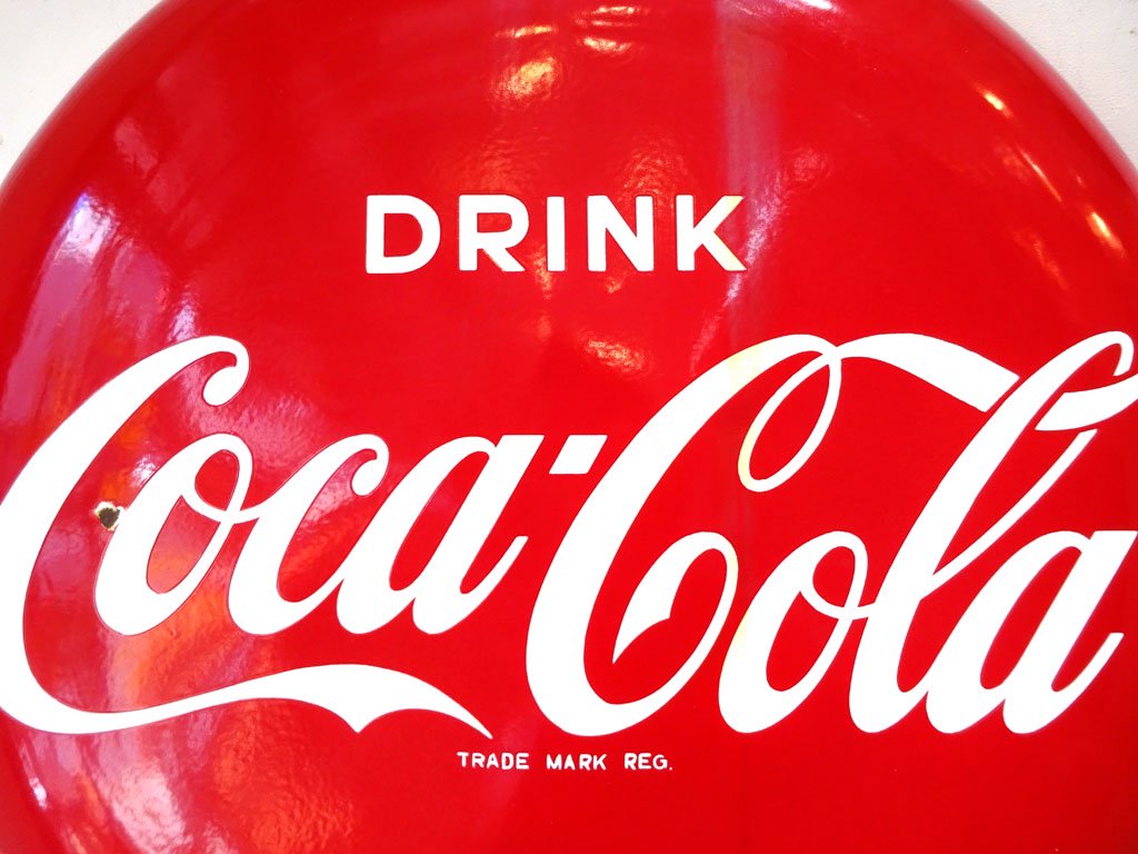 コカ・コーラ Coca Cola ビンテージ ホーロー看板 オーナメント 丸型 84cm 昭和レトロ ★