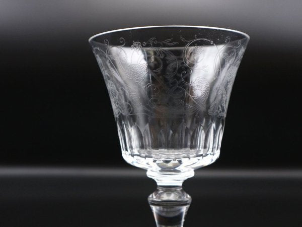 バカラ Baccarat パルメ ワイングラス カットグラス エッチング 鳥紋様 クリスタルガラス フランス 定価￥33,000- チップあり ◎