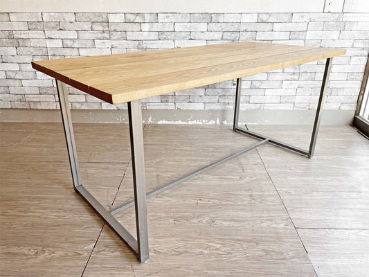 イデー IDEE プランクステーブル PLANX TABLE 16 ダイニングテーブル ワークテーブル タモ無垢材 スチール脚 W160cm インダストリアル 廃番 定価￥81,900- ●