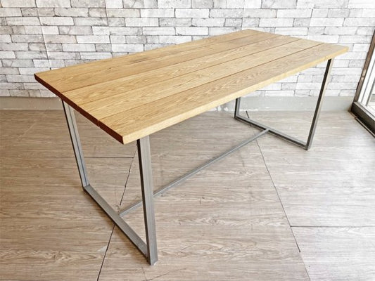 イデー IDEE プランクステーブル PLANX TABLE 16 ダイニングテーブル ワークテーブル タモ無垢材 スチール脚 W160cm インダストリアル 廃番 定価￥81,900- ●