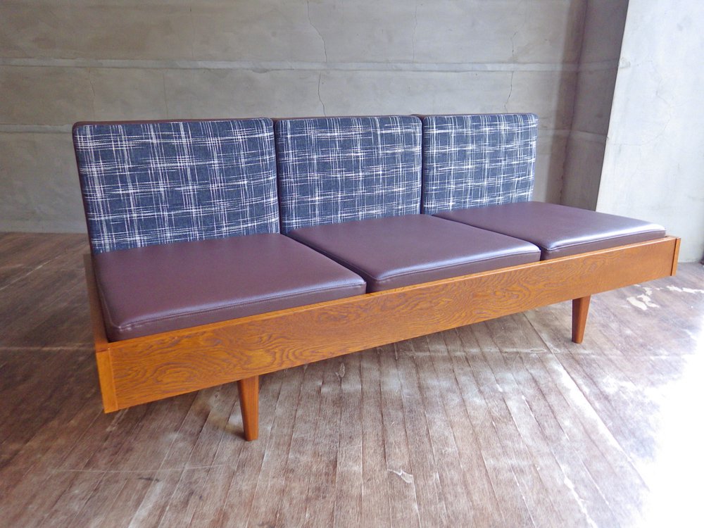 パシフィックファニチャーサービス Pacific furniture service P.F.S クラブシックス CLUB 6 3シーター ソファ オーク材 リバーシブル 定価 154,000円 ♪