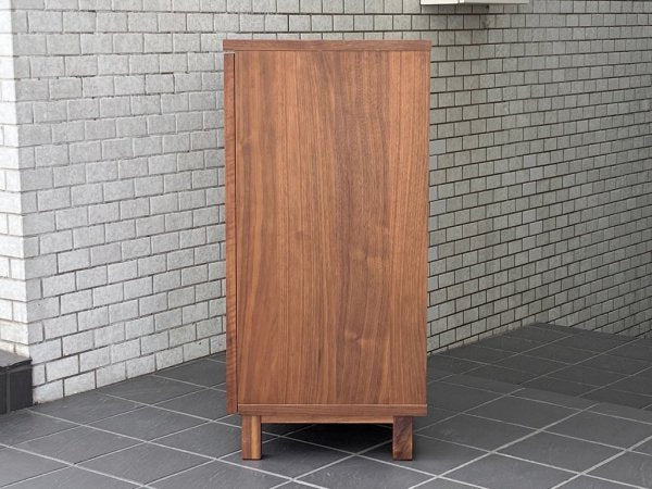 無印良品 MUJI ウォールナット材 ガラス扉 キャビネット 木製収納 シンプルモダン ■