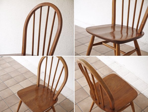 アーコール Ercol ビンテージ フープバック ダイニングチェア エルム材 英国家具 UKビンテージ ◇