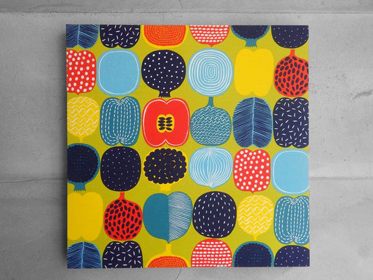 マリメッコ marimekko コンポッティ Kompotti ファブリックパネル グリーン スクエア 45×45 Aino-Maija Metsola アイノ・マイヤ・メッツォラ 北欧雑貨 ♪