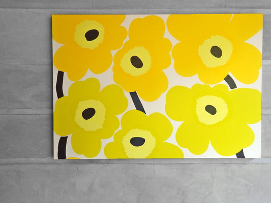 マリメッコ marimekko ウニッコ Unikko ファブリックパネル イエローライム 120×83 マイヤ・イソラ Maija Isola 北欧雑貨 ♪