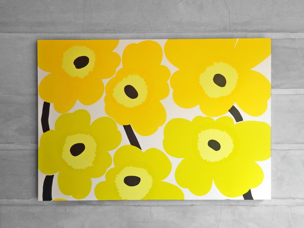 マリメッコ marimekko ウニッコ Unikko ファブリックパネル イエローライム 120×83 マイヤ・イソラ Maija Isola 北欧雑貨 ♪