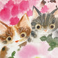 渡辺あきお Akio Watanabe 心地よい花色 子猫 版画 ジクレープリント 147/175 サイン入り 額装品 画家 絵本作家 ●