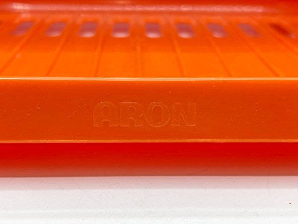 アロン化成 ARON KASEI 浴用鏡台 卓上ミラー トレイ付き オレンジ プラスチック ジャパンビンテージ レトロポップ ●