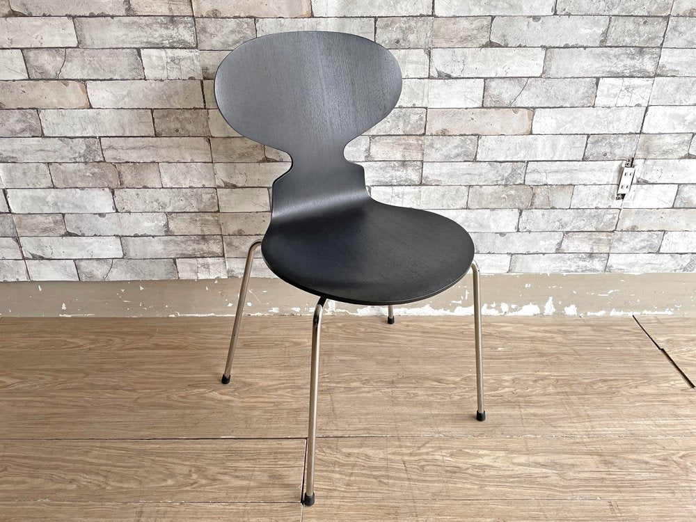 フリッツハンセン Fritz Hansen アントチェア ANT CHAIR カラードアッシュ ブラック アルネ・ヤコブセン Arne Jacobsen デンマーク 定価￥44,000- ●