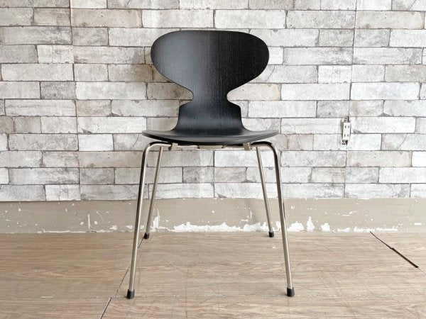 フリッツハンセン Fritz Hansen アントチェア ANT CHAIR カラードアッシュ ブラック アルネ・ヤコブセン Arne Jacobsen デンマーク 定価￥44,000- ●