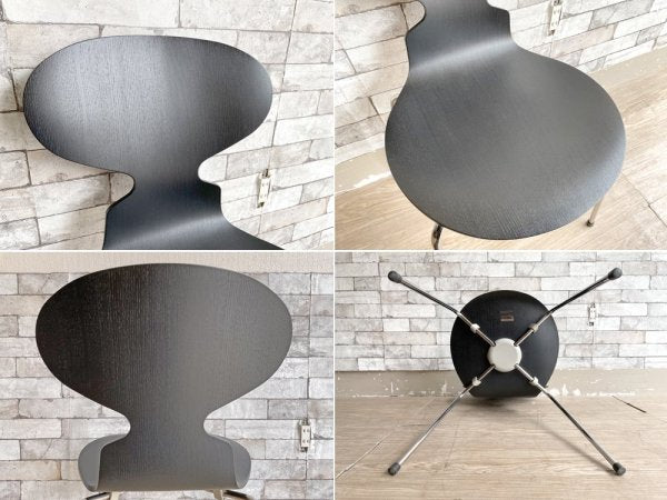 フリッツハンセン Fritz Hansen アントチェア ANT CHAIR カラードアッシュ ブラック アルネ・ヤコブセン Arne Jacobsen デンマーク 定価￥44,000- ●