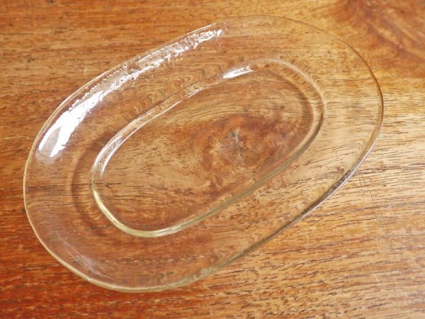 津田清和 ガラス オーバル 小皿 豆皿 プレート 現代作家 工芸作家 ♪
