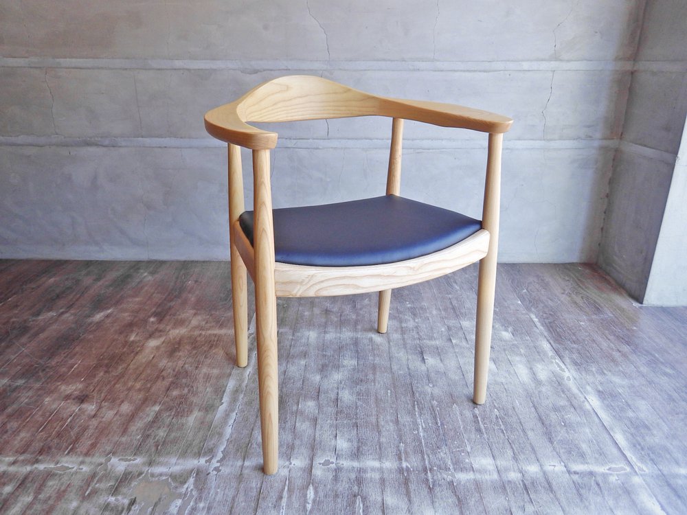 ハンス・J・ウェグナー Hans J Wegner ザ・チェア The Chair リプロダクト PVCレザー ブラック アッシュ材 名作 A ♪