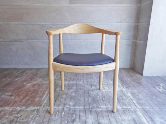 ハンス・J・ウェグナー Hans J Wegner ザ・チェア The Chair リプロダクト PVCレザー ブラック アッシュ材 名作 A ♪