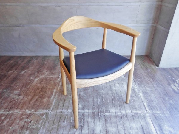 ハンス・J・ウェグナー Hans J Wegner ザ・チェア The Chair リプロダクト PVCレザー ブラック アッシュ材 名作 A ♪