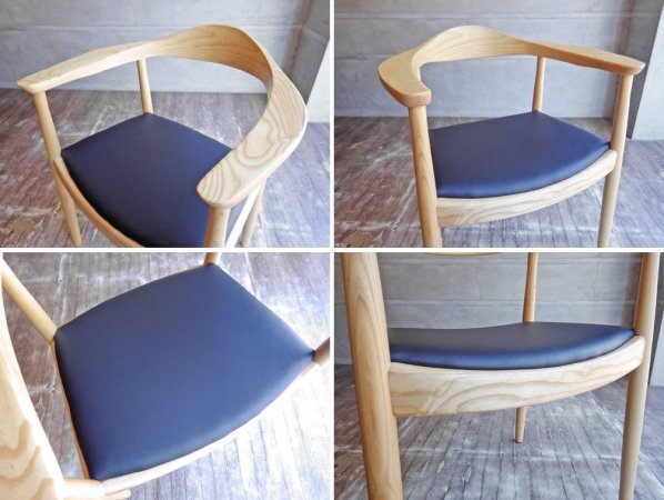 ハンス・J・ウェグナー Hans J Wegner ザ・チェア The Chair リプロダクト PVCレザー ブラック アッシュ材 名作 A ♪