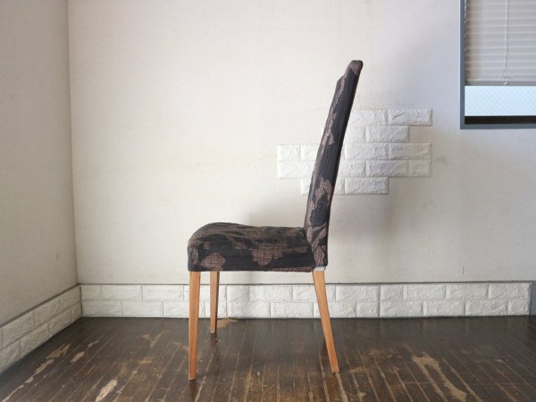 モーダエンカーサ moda en casa キャロラインチェア caroline chair ダイニングチェア ハイバック カバーリング ダスク ウォールナット材 現状品 定価￥35,200- B ◎