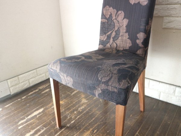 モーダエンカーサ moda en casa キャロラインチェア caroline chair ダイニングチェア ハイバック カバーリング ダスク ウォールナット材 現状品 定価￥35,200- B ◎