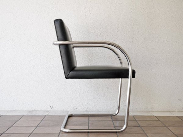 ノル Knoll ブルーノ brno アームチェア チューブラー レザー ミースファンデルローエ デザイン Mies van der Rohe カンティレバーチェア ◇