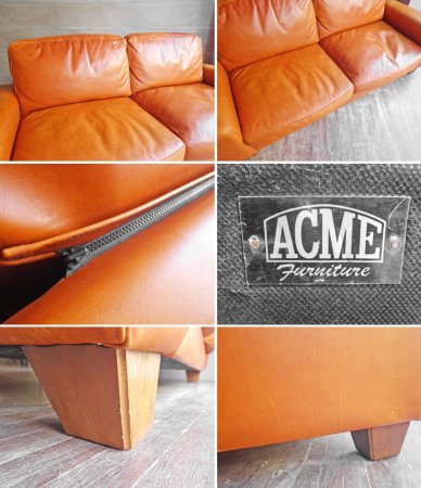 アクメファニチャー ACME Furniture フレスノ FRESNO ソファ 3シーター ヴィンテージスタイル オイルレザー 本革 定価 315,700円♪