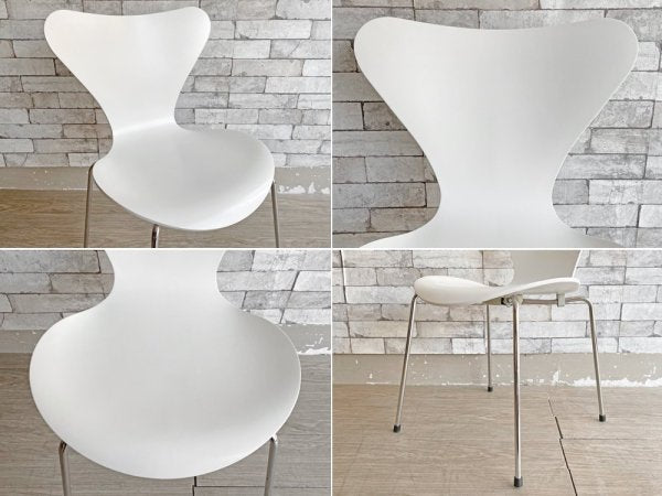 フリッツハンセン Fritz Hansen セブンチェア ホワイトラッカー アルネ・ヤコブセン デンマーク 北欧家具 2007年製 A ●