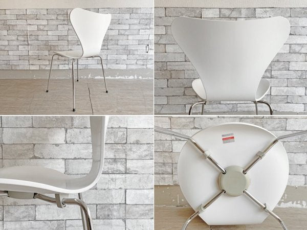 フリッツハンセン Fritz Hansen セブンチェア ホワイトラッカー アルネ・ヤコブセン デンマーク 北欧家具 2007年製 A ●