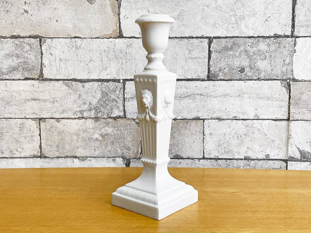 ロイヤルコペンハーゲン Royal Copenhagen ホワイト White キャンドルスタンド 燭台 ライオンレリーフ 箱付 デンマーク 北欧雑貨 A ●