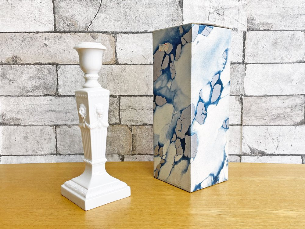 ロイヤルコペンハーゲン Royal Copenhagen ホワイト White キャンドルスタンド 燭台 ライオンレリーフ 箱付 デンマーク 北欧雑貨 B ●