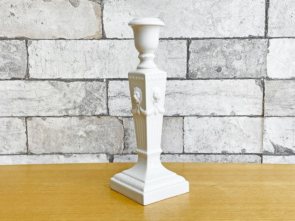 ロイヤルコペンハーゲン Royal Copenhagen ホワイト White キャンドルスタンド 燭台 ライオンレリーフ 箱付 デンマーク 北欧雑貨 B ●