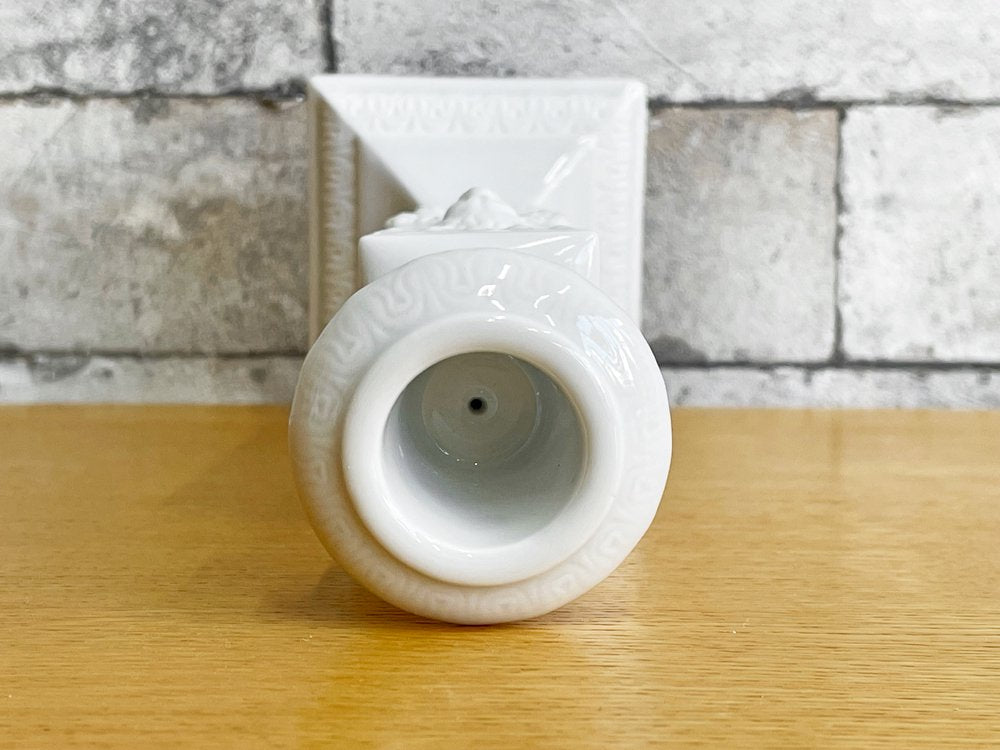 ロイヤルコペンハーゲン Royal Copenhagen ホワイト White キャンドルスタンド 燭台 ライオンレリーフ 箱付 デンマーク 北欧雑貨 B ●
