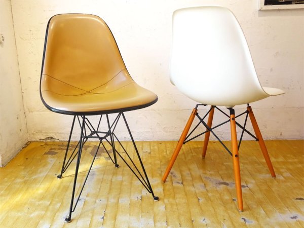 ハーマンミラー Herman Miller ビンテージ 3rd FRP ナウガレザー サイドシェルチェア 1stタイプ エッフェルベース DSR Moma ★