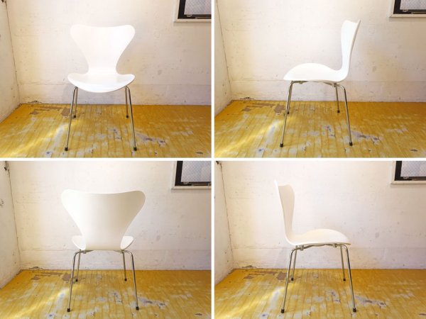 フリッツハンセン Fritz Hansen セブンチェア ホワイトラッカー アルネ・ヤコブセン デンマーク 北欧家具 2007年製 B ★