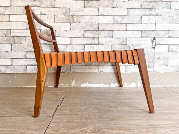 スティコッティ STICOTTI マテーラ MATERA ラウンジチェア イペ材 本革 レザー 編み込み Alejandro Sticotti コンランショップ購入品 ●