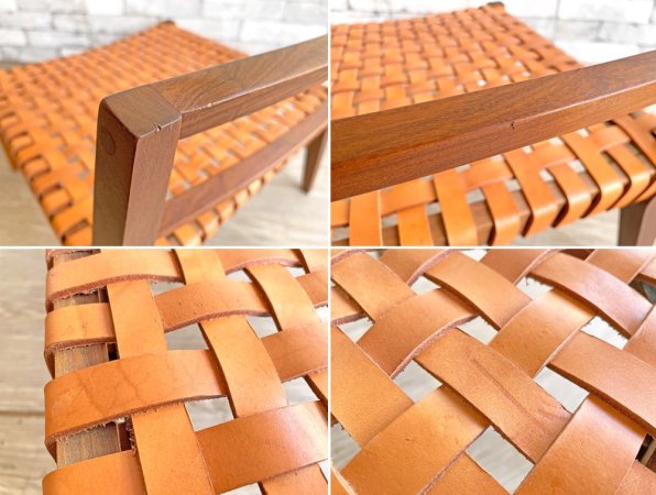 スティコッティ STICOTTI マテーラ MATERA ラウンジチェア イペ材 本革 レザー 編み込み Alejandro Sticotti コンランショップ購入品 ●