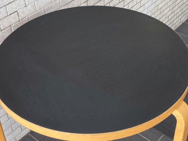 アルテック artek ビンテージ ダイニングテーブル 90B ブラックリノリウムトップ バーチ材 Φ75 アルヴァ・アアルト ■