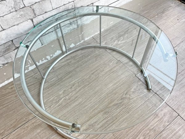 フクラ HUKLA TMRC センターテーブル Mサイズ サイドテーブル ラウンド ガラストップ スチールパイプ サテンクロームメッキ ●