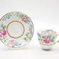 クラウンスタッフォードシャー Crown Staffordshire カップ＆ソーサー C/S 花柄 ピンク×ブルー UKビンテージ Vintage 英国 A ●
