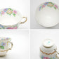 クラウンスタッフォードシャー Crown Staffordshire カップ＆ソーサー C/S 花柄 ピンク×ブルー UKビンテージ Vintage 英国 A ●