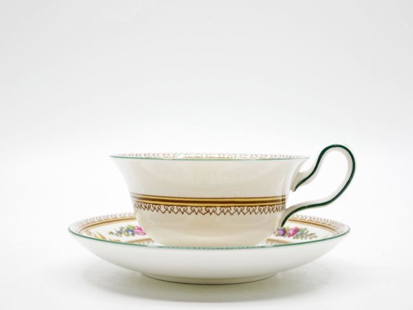 ウェッジウッド WEDGWOOD コロンビア COLUMBIA エナメル ENAMELLED カップ＆ソーサー C/S 白磁 ボーンチャイナ BONE CHINA 英国食器 B ●