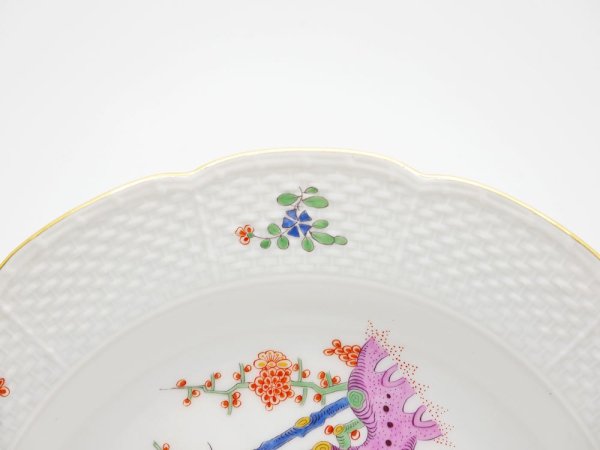 マイセン Meissen シノワズリ Chinoiserie 柿右衛門様式 竹虎文様 黄獅子プレート Φ18cm 白磁 ドイツ ●