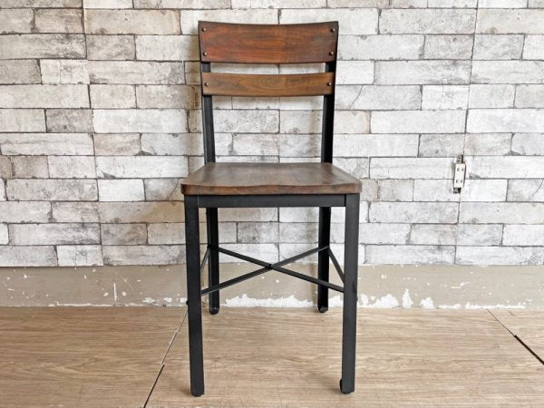 ギャラップ GALLUP アイアン & チーク ダイニングチェア Iron & Teak Dining Chair アジャスター付 インダストリアルスタイル ●