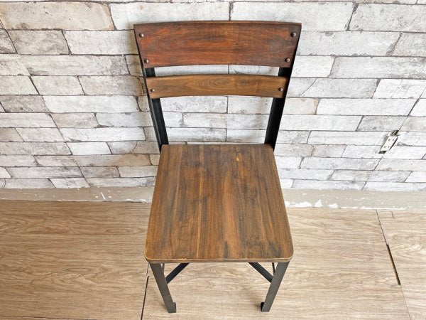 ギャラップ GALLUP アイアン & チーク ダイニングチェア Iron & Teak Dining Chair アジャスター付 インダストリアルスタイル ●