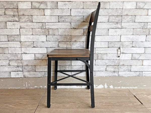 ギャラップ GALLUP アイアン & チーク ダイニングチェア Iron & Teak Dining Chair アジャスター付 インダストリアルスタイル ●