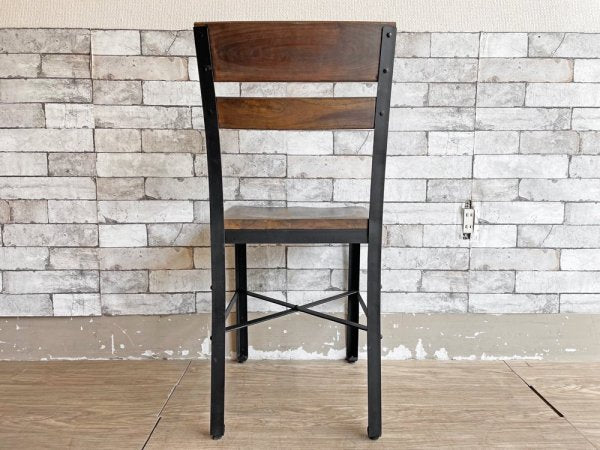 ギャラップ GALLUP アイアン & チーク ダイニングチェア Iron & Teak Dining Chair アジャスター付 インダストリアルスタイル ●