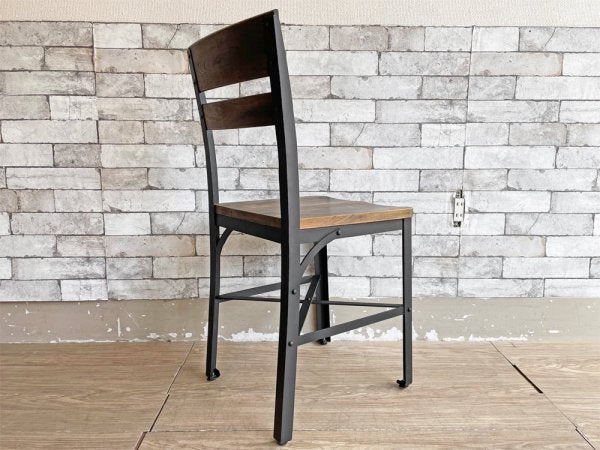 ギャラップ GALLUP アイアン & チーク ダイニングチェア Iron & Teak Dining Chair アジャスター付 インダストリアルスタイル ●