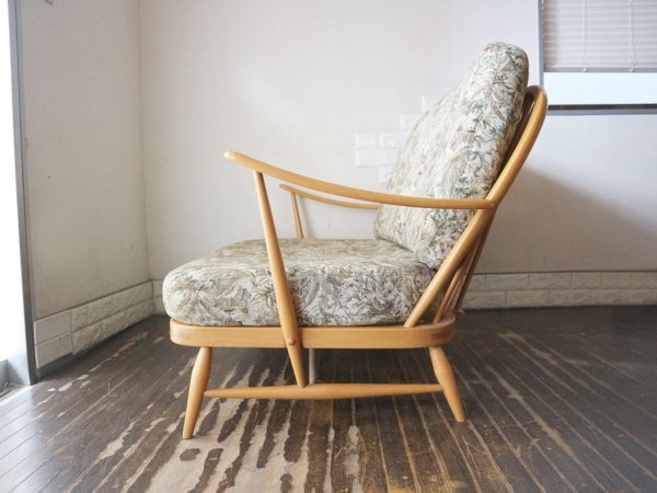 アーコール Ercol ウィンザー ソファ WINDSOR SOFA 2Pソファ ビーチ材 ボタニカル柄 ファブリック UKビンテージ 英国 家具 アンティーク ◎