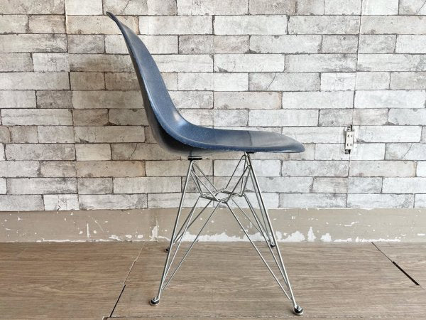 ハーマンミラー Herman Miller サイド シェルチェア 現行 FRP製 1stタイプ エッフェルベース ネイビー C&R イームズ ミッドセンチュリー ●